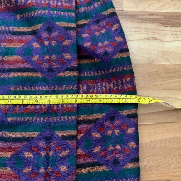 Vintage Aztec Tribal Midi Wrap Skirt Wool Blend Large Blanket Skirt Western - Picture 5 of 12